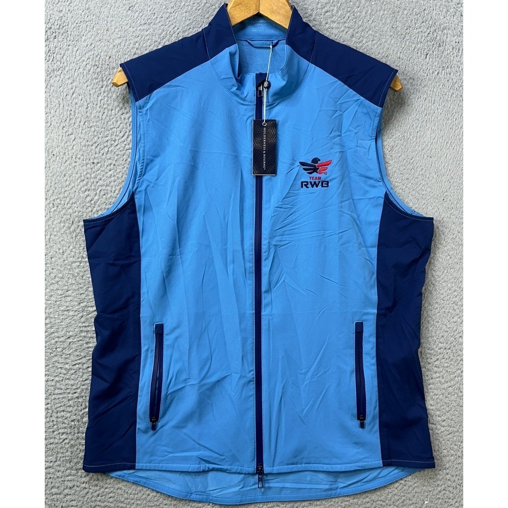 NEW Holderness Bourne The Hayes Performance Mens Large Vest Golf Blue Tailored